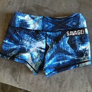 Savage Barbell Blue Star Booty Shorts Large